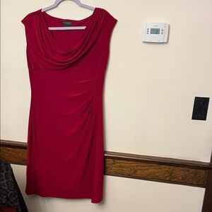 Lauren Ralph Lauren Crimson Draped Neck Midi Dress